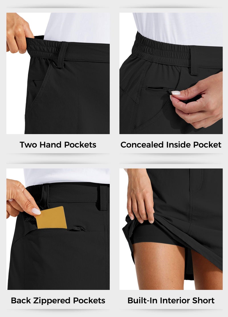 Willit Women's Skorts Golf Casual Skort Skirts UPF 50+ Quick Dry Zip Pockets Outdoor Hiking Black S - Image 5